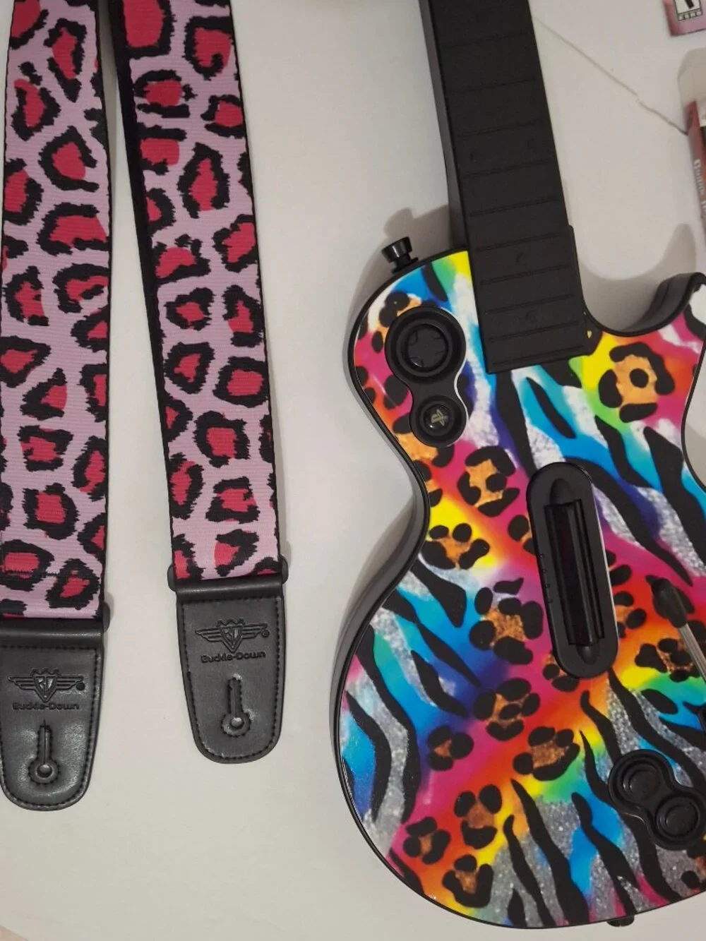Guitar Hero Les Paul Guitar Bundle PS3 Dongle 80s Glam Rock Custom Printed